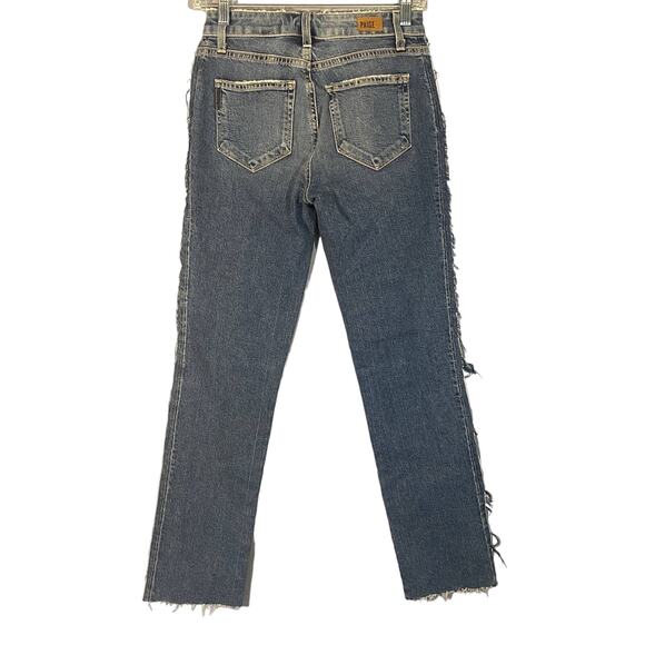 Paige Blue Fringe Side Panel Raw Hem Julia Skinny Ankle Denim Jeans Women Sz 24 - Picture 2 of 11